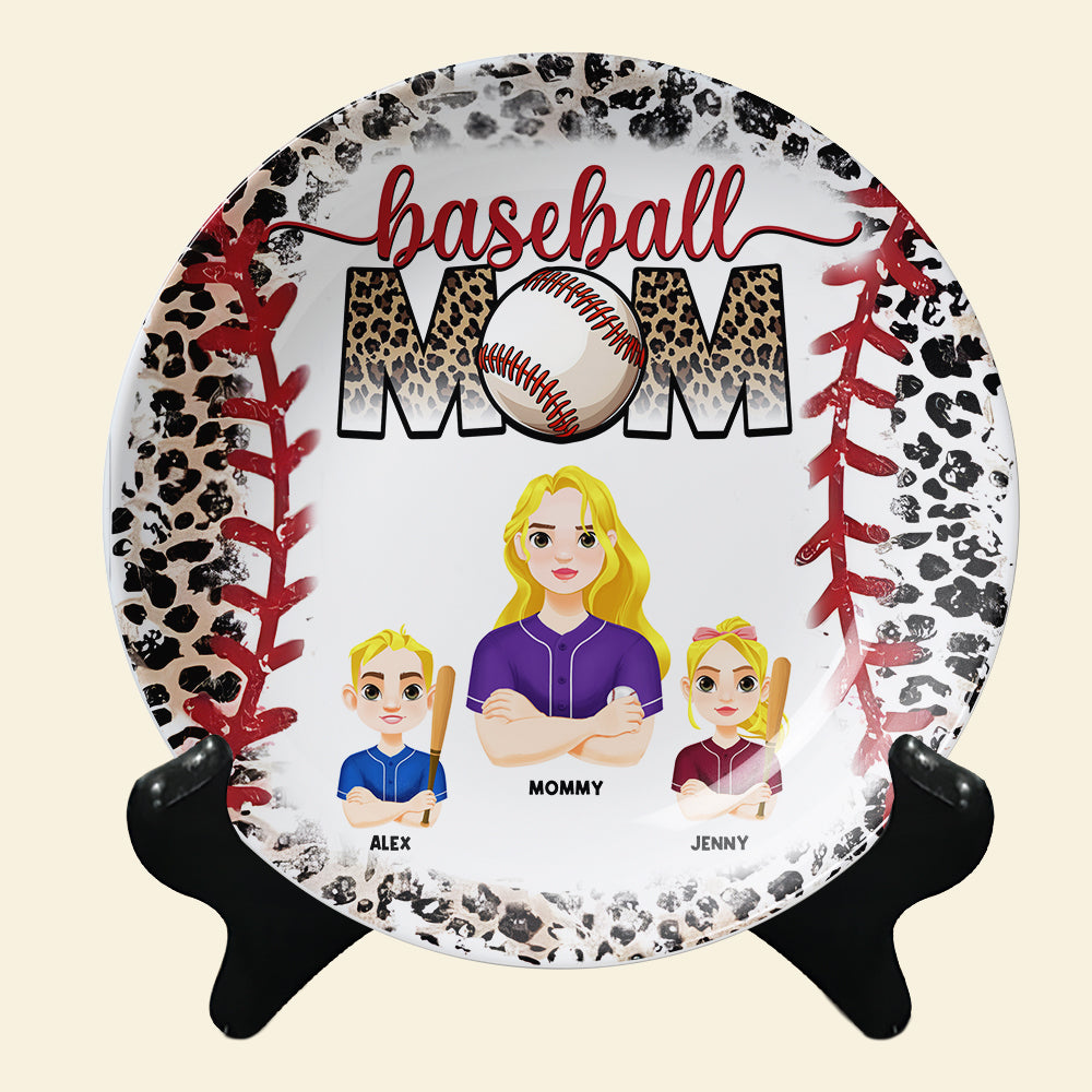 "Celebrate Her Love for Baseball!" - Personalized Ceramic Round Plate - Gift for Mom, Grandma & Sports Enthusiasts Ceramic Round Plate PopCulturePrints