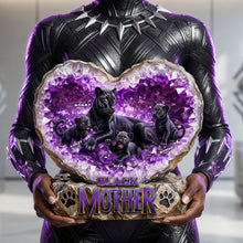 Load image into Gallery viewer, “The Heart of a Panther: Celebrate Your Mom!” - Powerful Panther Mom Acrylic Plaque - Personalized Gift for Moms and Grandmas Shaped Plaques PopCulturePrints
