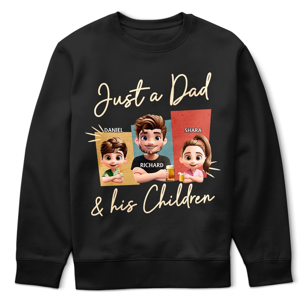 Just A Dad And His Girl 3D Effect - Personalized T-Shirt for Dads and Grandpas T-shirt PopCulturePrints