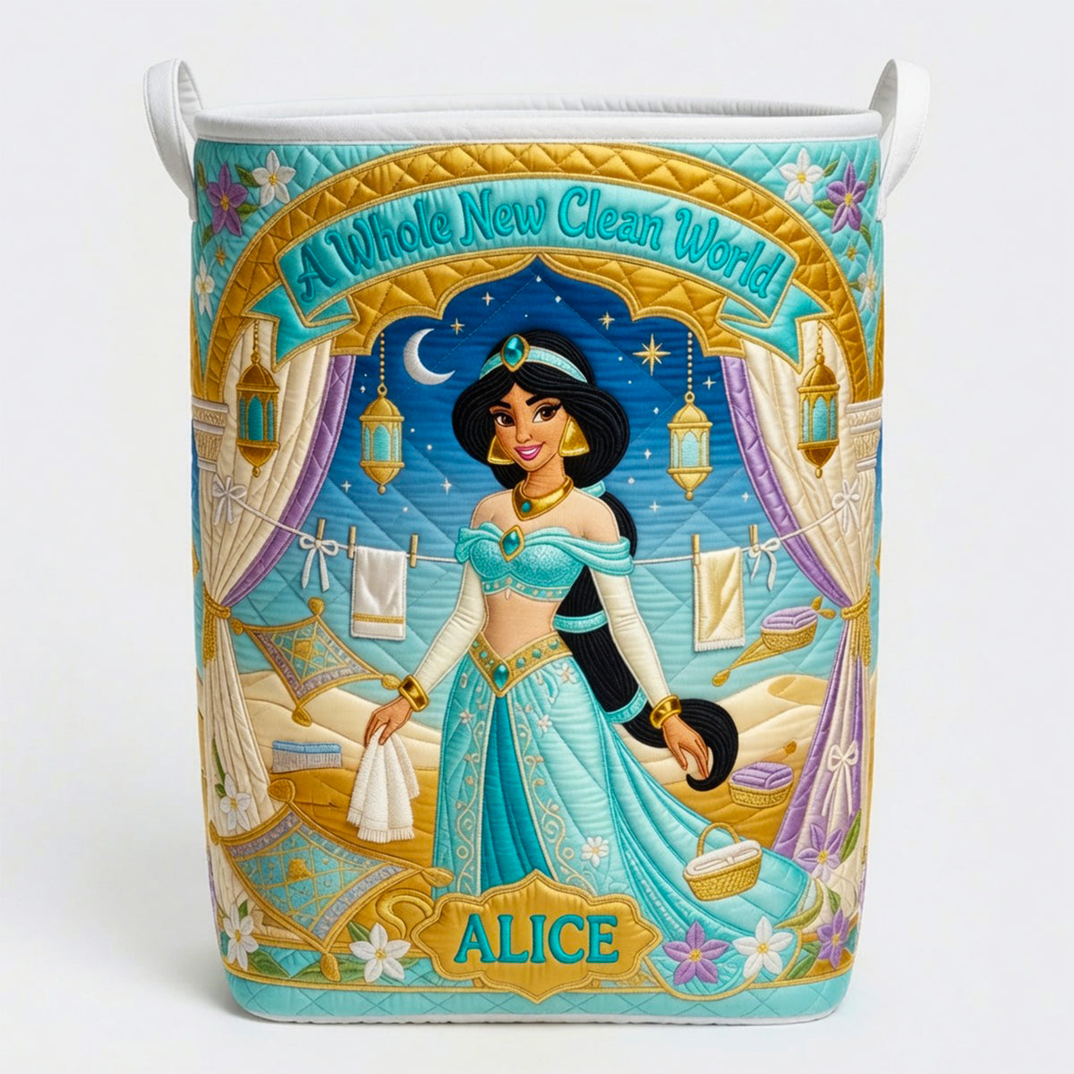 “Part of Your Clean World” - Personalized Fantasy Quilted Laundry Basket - Perfect Gift for Kids, Friends, and Family