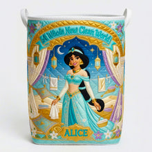 Load image into Gallery viewer, “Part of Your Clean World” - Personalized Fantasy Quilted Laundry Basket - Perfect Gift for Kids, Friends, and Family
