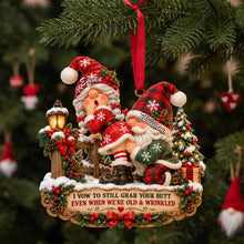 Load image into Gallery viewer, I Vow to Still Grab Your Butt - Playful Gnome Couple Ornament - Personalized Gift for Couples
