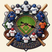 Load image into Gallery viewer, "Time to Play Ball!" Personalized Sports Lovers Acrylic Wall Clock - Unique Gift for Baseball Fans, Dads, and Friends Hanging Wall Clock PopCulturePrints
