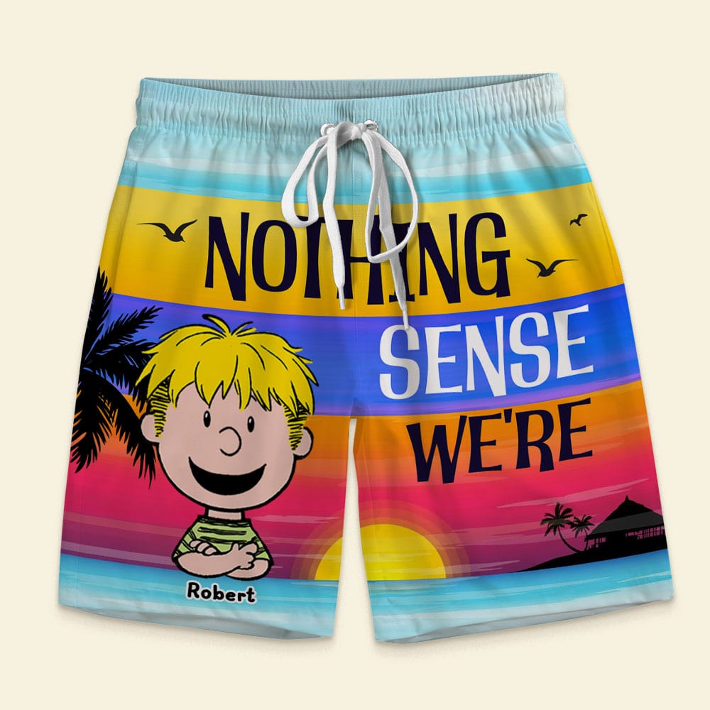 Personalized Couple Beach Shorts - Nothing Makes Sense When We're Apart