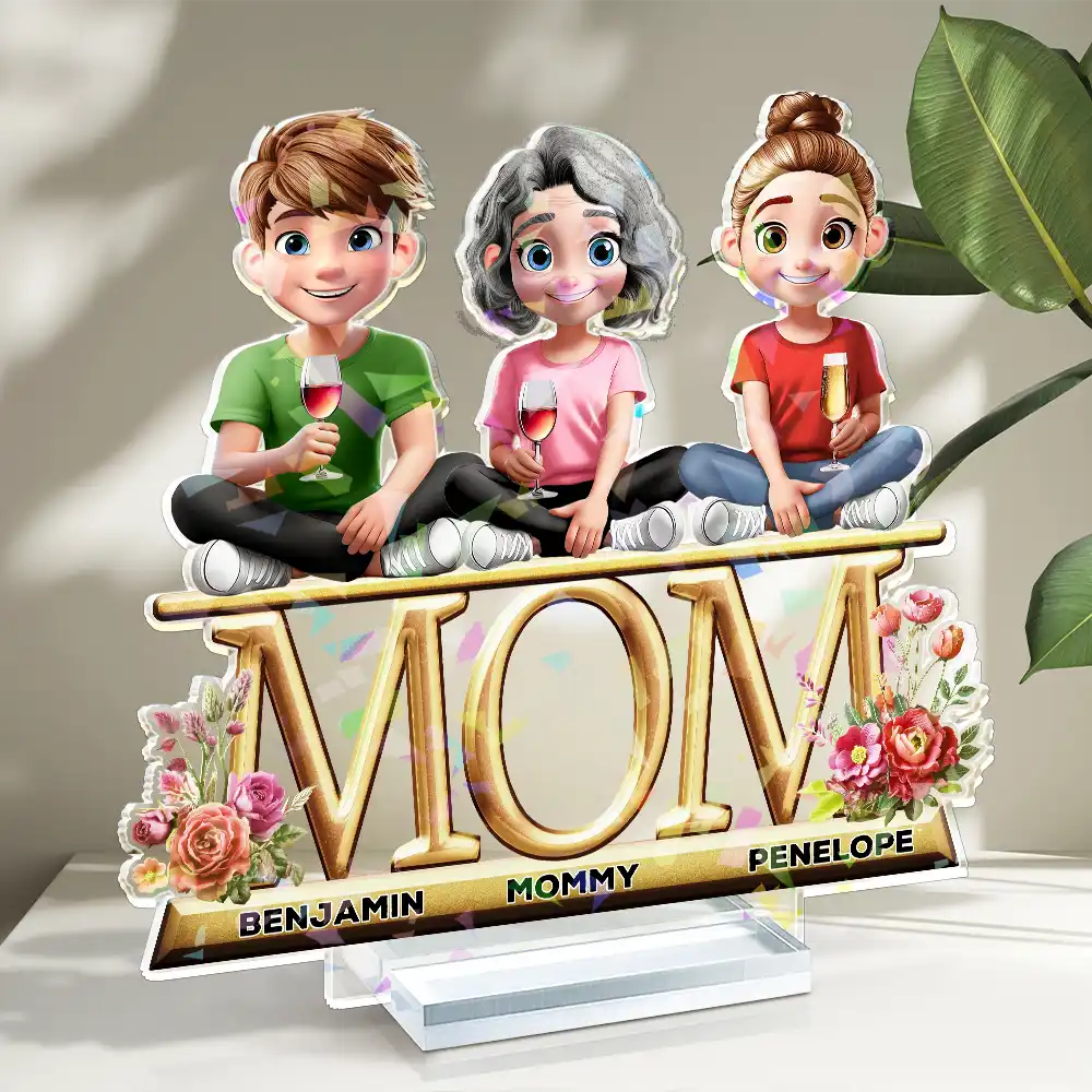Celebrate Mom with Love - Personalized Holographic Acrylic Plaque | Unique Gift for Moms and Grandmas Holographic Acrylic Plaque PopCulturePrints