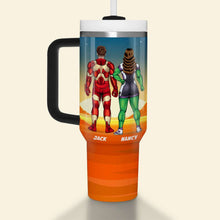 Load image into Gallery viewer, Personalized Superhero Couple Tumbler - You and I Together Tumbler Cup PopCulturePrints
