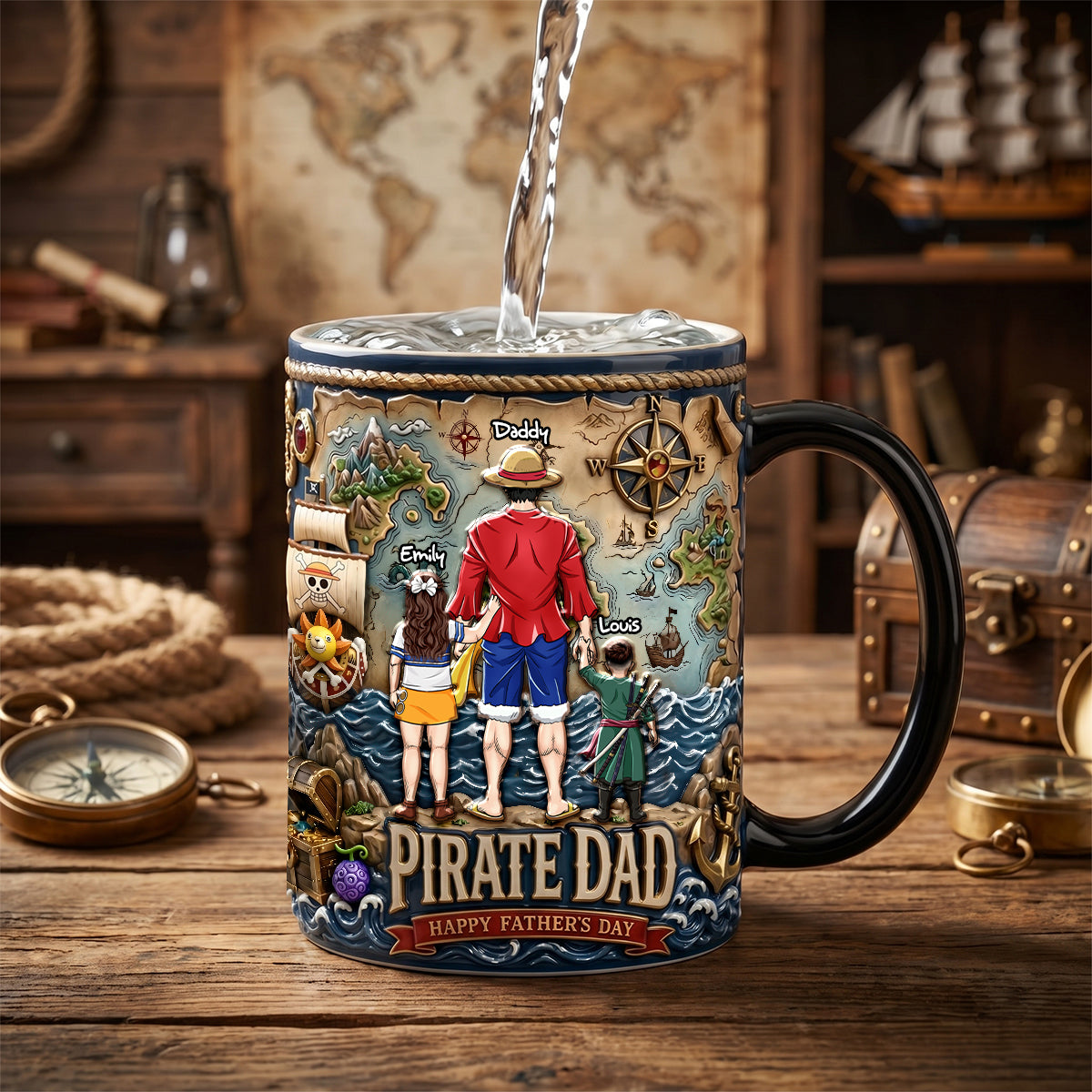 “Set Sail for Adventure!” - Personalized Anime Adventure Magic Coffee Mug - Gift for Dad, Grandpa, and More Coffee Mug PopCulturePrints