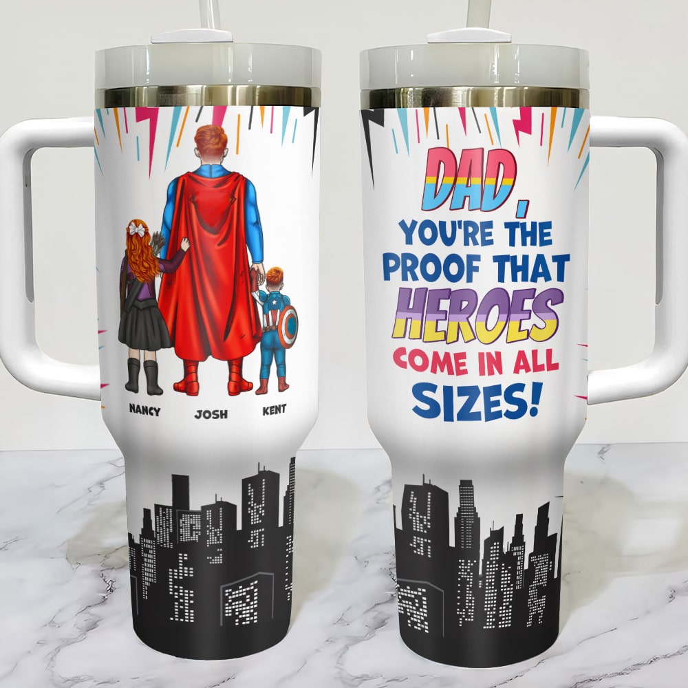 Personalized Super Dad Tumbler - Custom Father's Day Gift Tumbler Cup PopCulturePrints