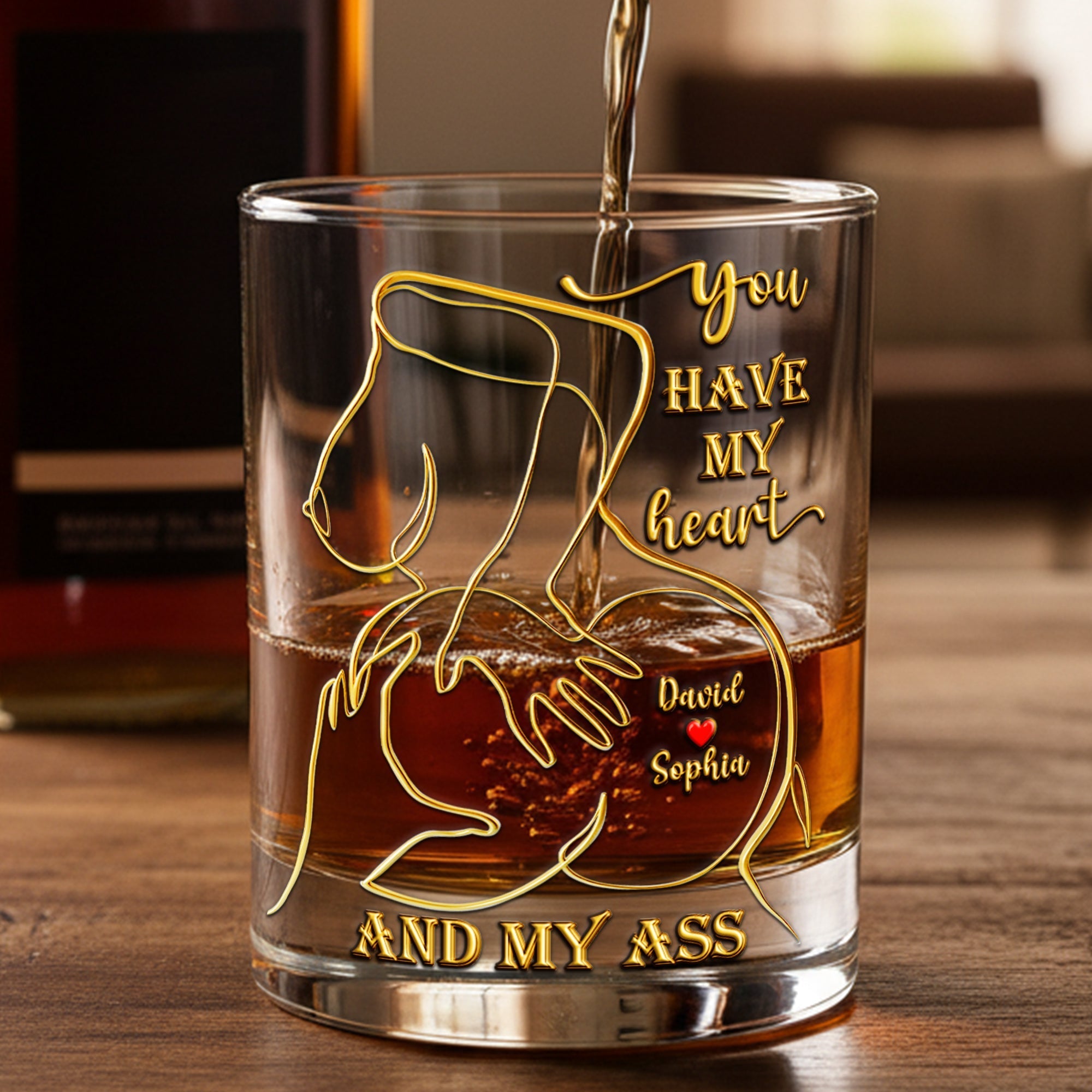You Have My Heart And My Ass - Spicy Love Round Glass | Personalized Gift for Couples Glass PopCulturePrints