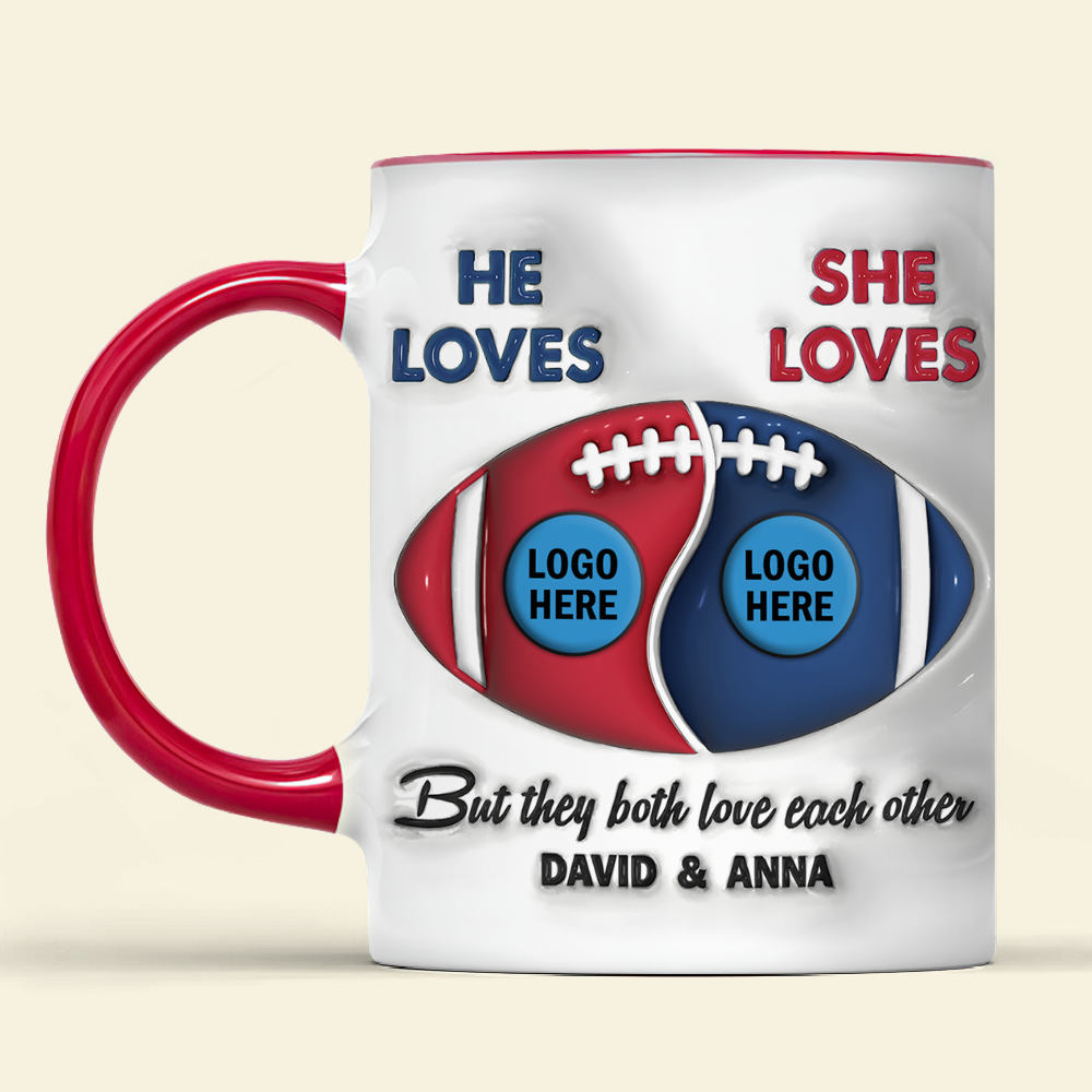 Custom American Football Couple Mug | Personalized Valentine's Day Gifts for Fans Coffee Mug PopCulturePrints