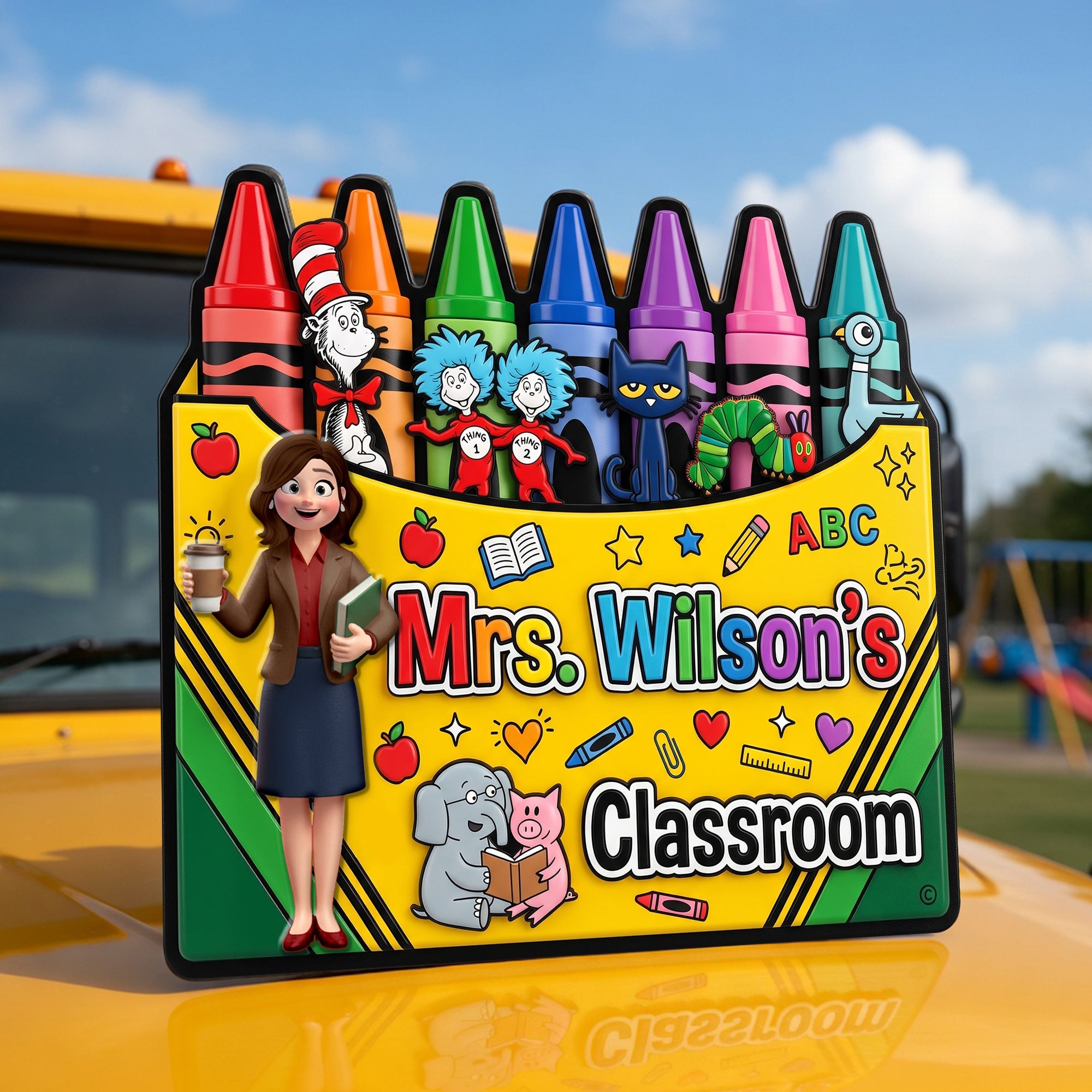 "Inspire Creativity & Learning" - Teacher's Crayon Classroom Acrylic Plaque - Personalized Gift for Teachers, Educators, and Mentors Shaped Plaques PopCulturePrints