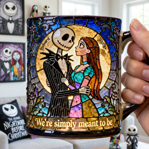 We're Simply Meant to Be - Gothic Couple Coffee Mug - Personalized Gift for Couples Coffee Mug PopCulturePrints
