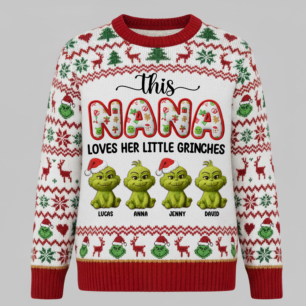 This Nana Loves Her Little Grinches - Personalized Ugly Christmas Sweater