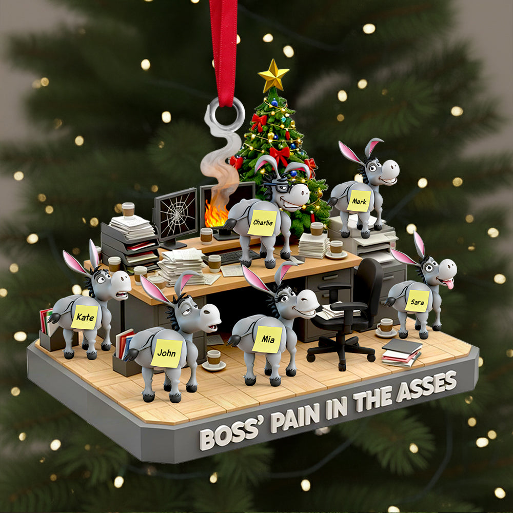 "Boss’s Pain in the Asses" - Personalized Boss's Donkey Squad Christmas Ornament - Custom Gift for Coworkers Ornament PopCulturePrints