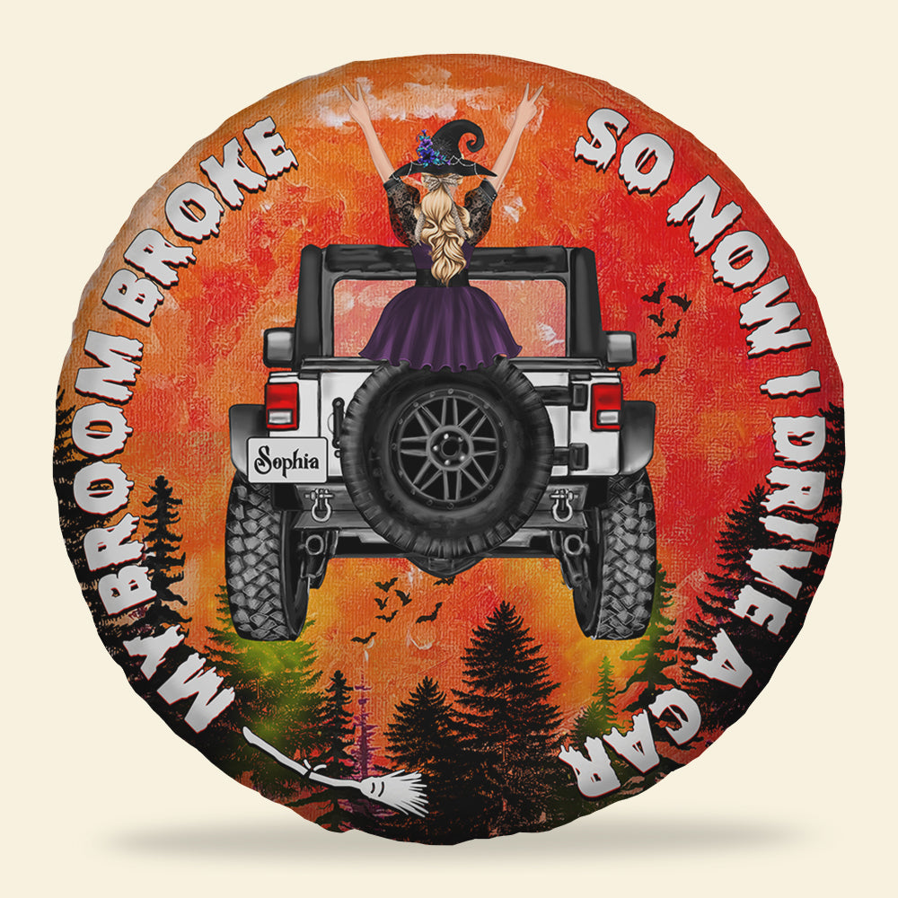 Personalized Gifts For Witch Tire Cover Car Girl & Blood Moon