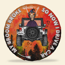 Load image into Gallery viewer, Personalized Gifts For Witch Tire Cover Car Girl &amp; Blood Moon
