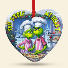 Load image into Gallery viewer, Personalized Grinch Couple Christmas Ornament - Unique Holiday Gift - Valentine&#39;s Day Gifts Ornament PopCulturePrints
