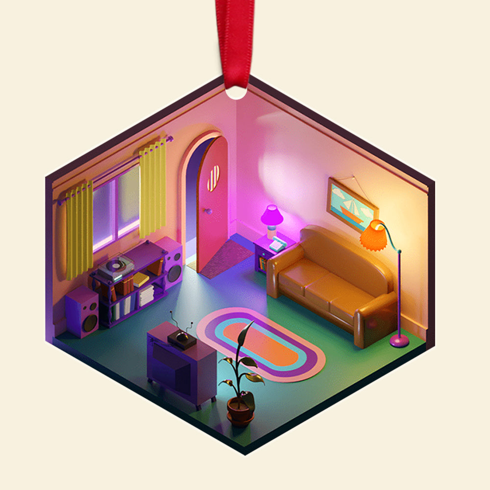 Custom Movie Lover Christmas Ornament - Isometric Room Design Ornament PopCulturePrints