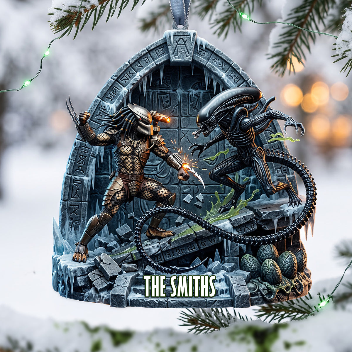 “Unleash the Galaxy's Heroes” - Alien Fighter Ornament - Personalized Gift for Alien Lovers