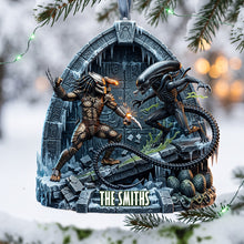 Load image into Gallery viewer, “Unleash the Galaxy's Heroes” - Alien Fighter Ornament - Personalized Gift for Alien Lovers
