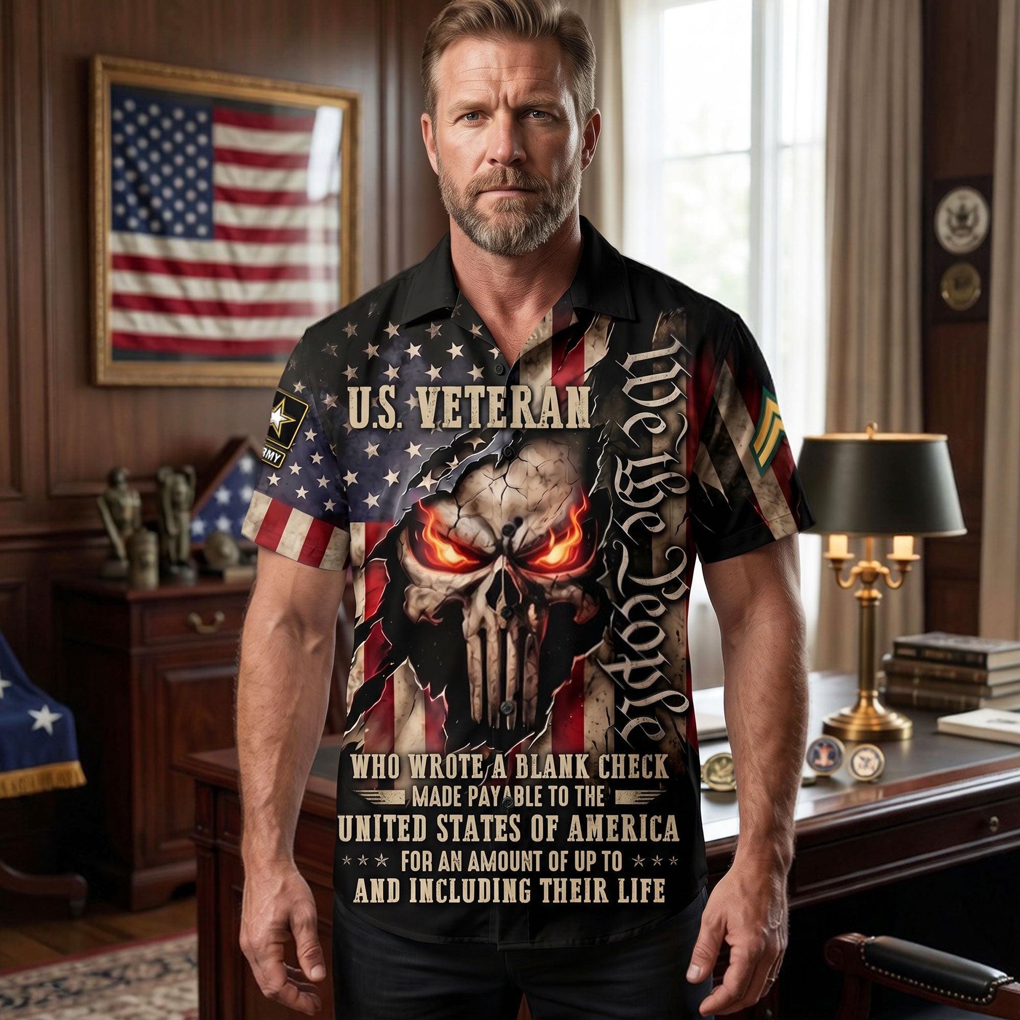 Fierce American Veteran Hawaiian Shirt - A Bold Tribute for Personalized Gifts Hawaiian Shirts PopCulturePrints