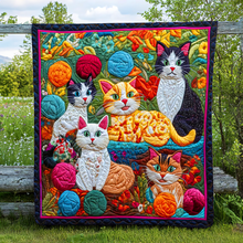 Load image into Gallery viewer, Floral Feline Christmas Quilt Bed Set - Perfect Gift for Cat Lovers Blanket PopCulturePrints
