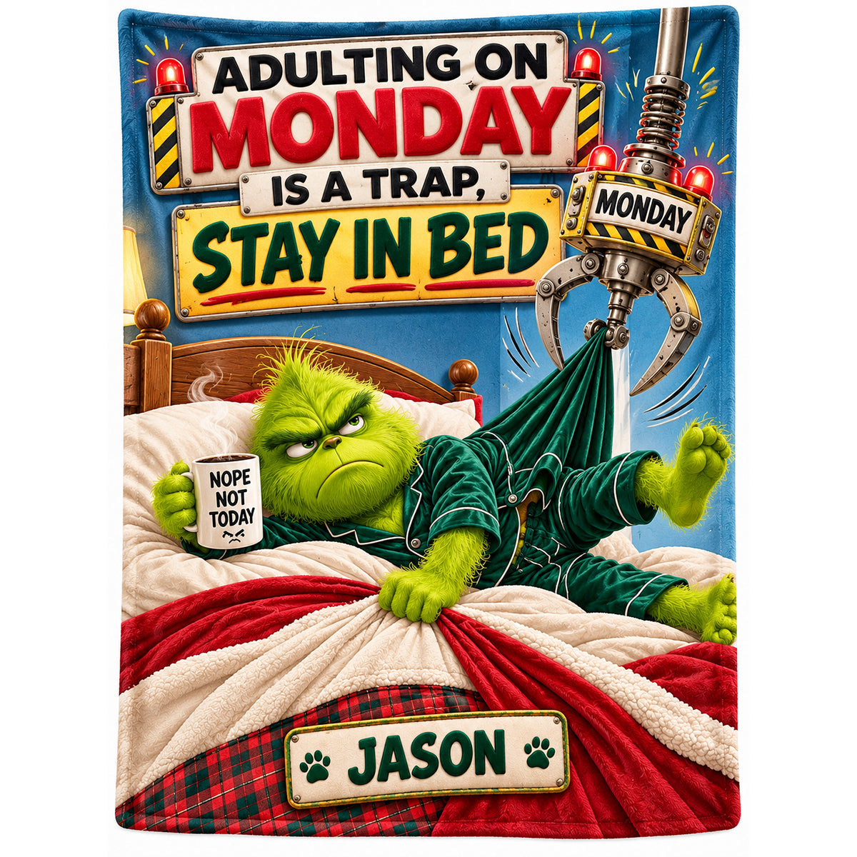 Adulting on Monday is a Trap - Stay In Bed Blanket - Personalized Gift for Everyone