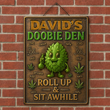 Load image into Gallery viewer, &quot;Roll Up &amp; Enjoy Your Space&quot; - Personalized Metal Sign for Smokers - Unique Gift for Friends and Family Metal Signs PopCulturePrints
