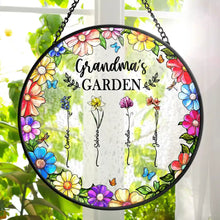 Load image into Gallery viewer, Blooming Memories - Personalized Stained Glass Window Hanging Suncatcher for Grandma Suncatcher Ornament PopCulturePrints
