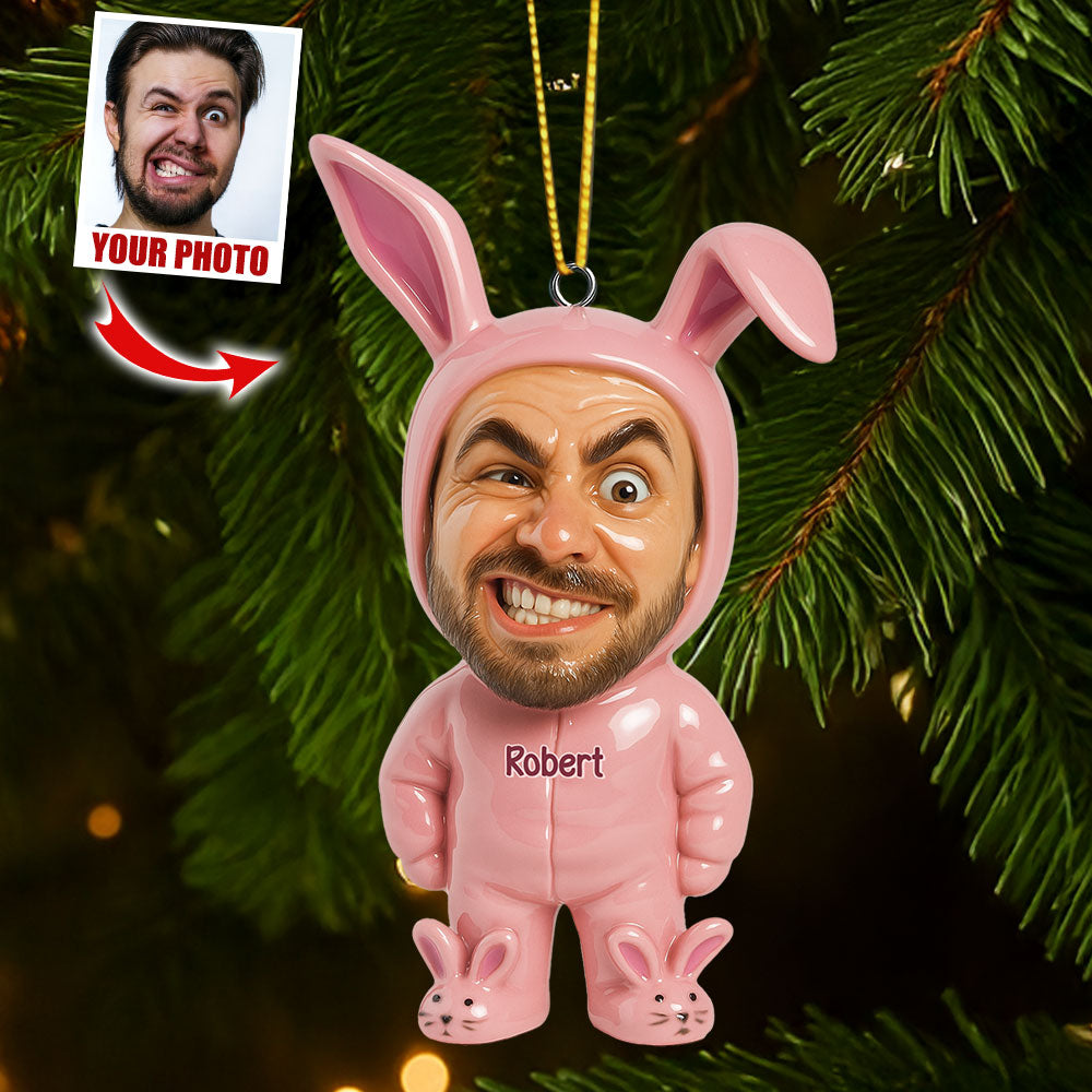 "Bring Joy to Your Loved Ones!" - Cute Rabbit Ornament - Custom Photo Gift for Family and Friends Ornament PopCulturePrints
