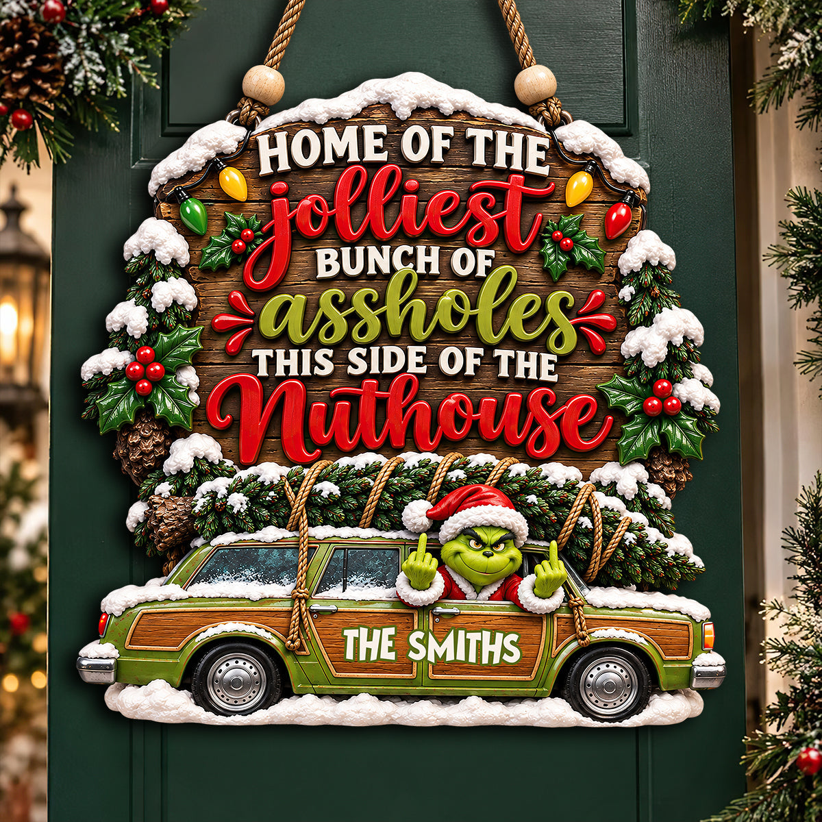 Home Of The Jolliest Acrylic Sign - Personalized Christmas Gift for Fun-Loving Families