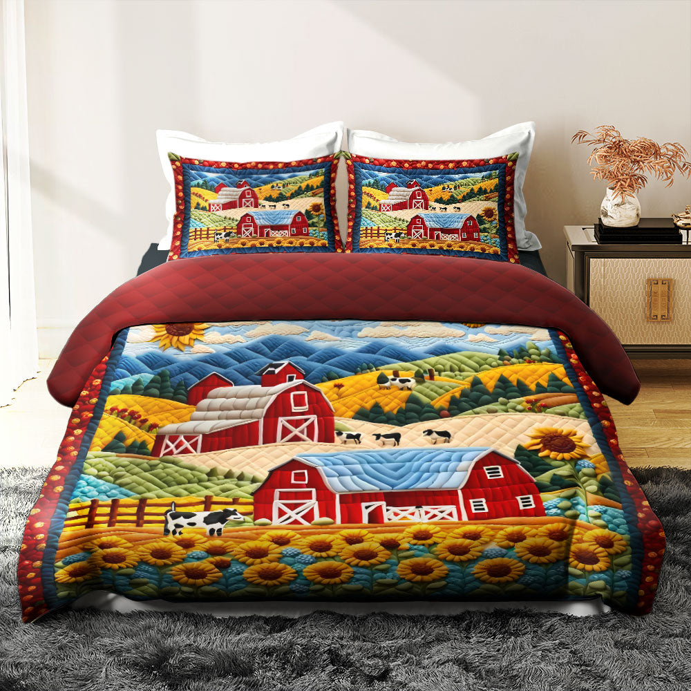 Farm Lover Quilt Bed Set - Vibrant Rustic Decor Blanket PopCulturePrints