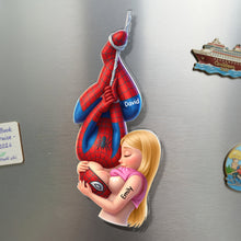 Load image into Gallery viewer, Love is Our Superpower - Trouble Together Couple Acrylic Fridge Magnet - Personalized Gift for Couples
