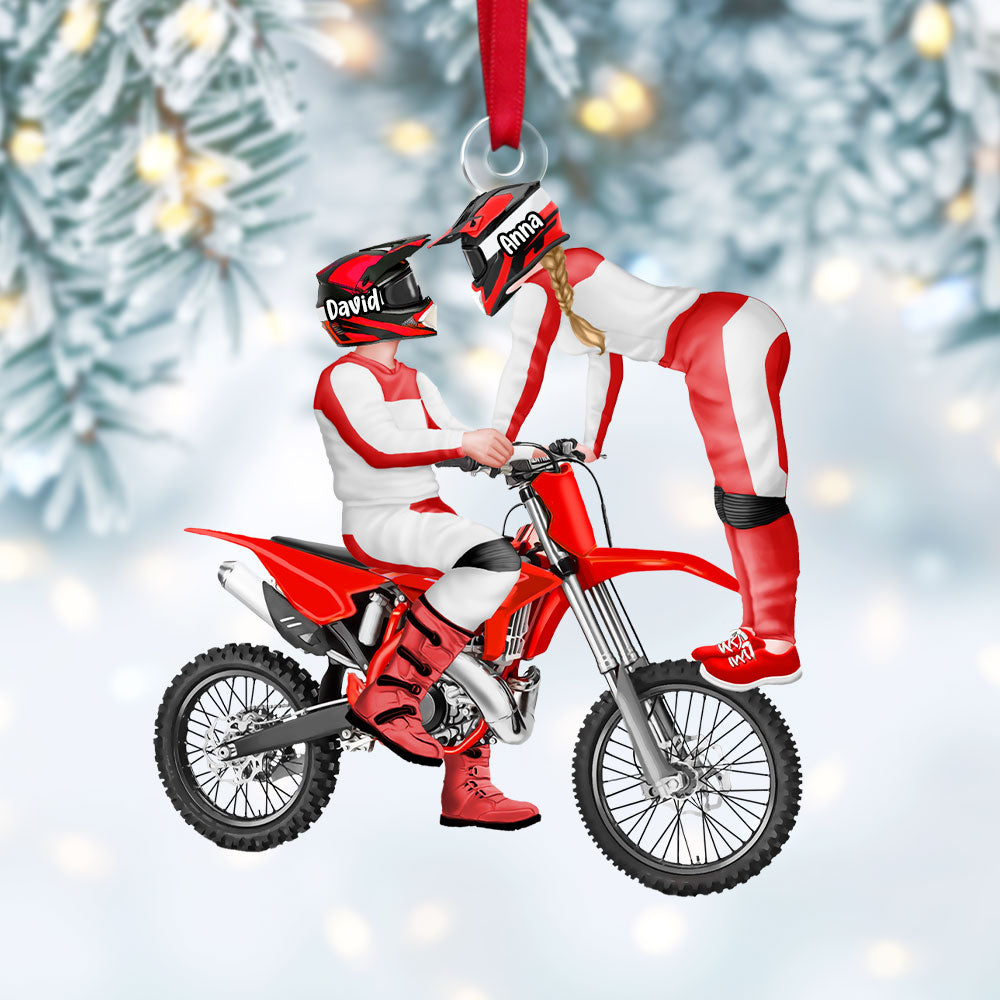 Personalized Motorcross Couple Christmas Ornament