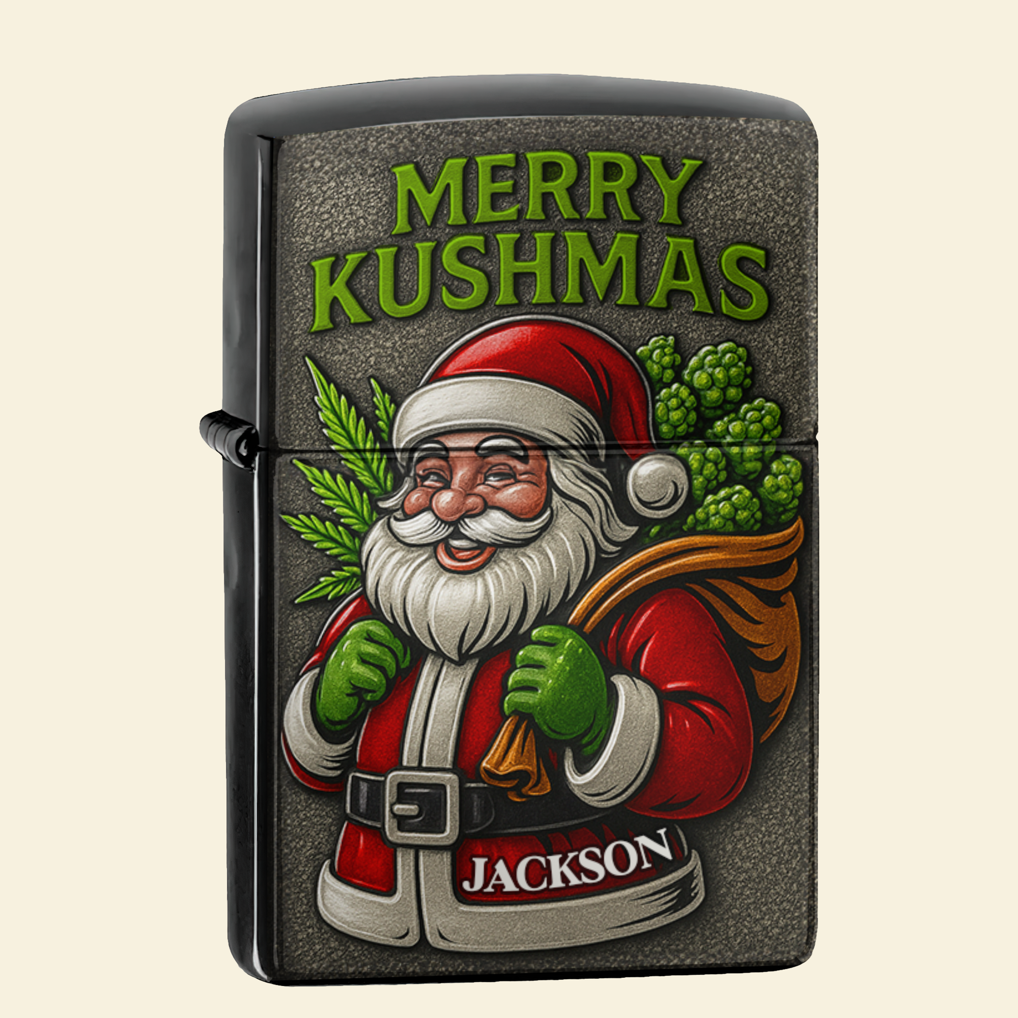 Merry Kushmas Lighter - Personalized Christmas Gift for Stoners Lighter PopCulturePrints