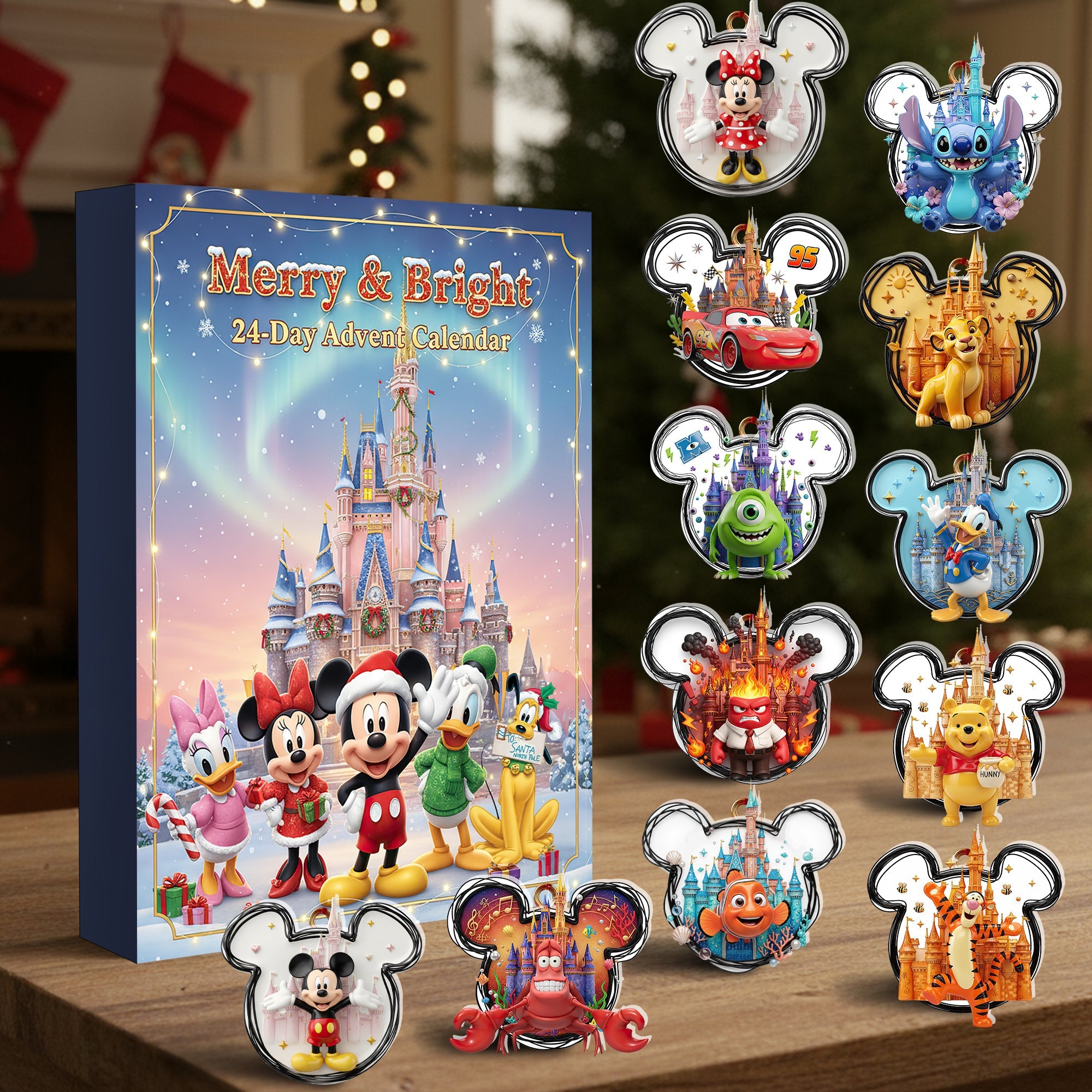 Merry & Bright Christmas Advent Calendar – Customizable Gift for Disney Fans Advent Calendar PopCulturePrints