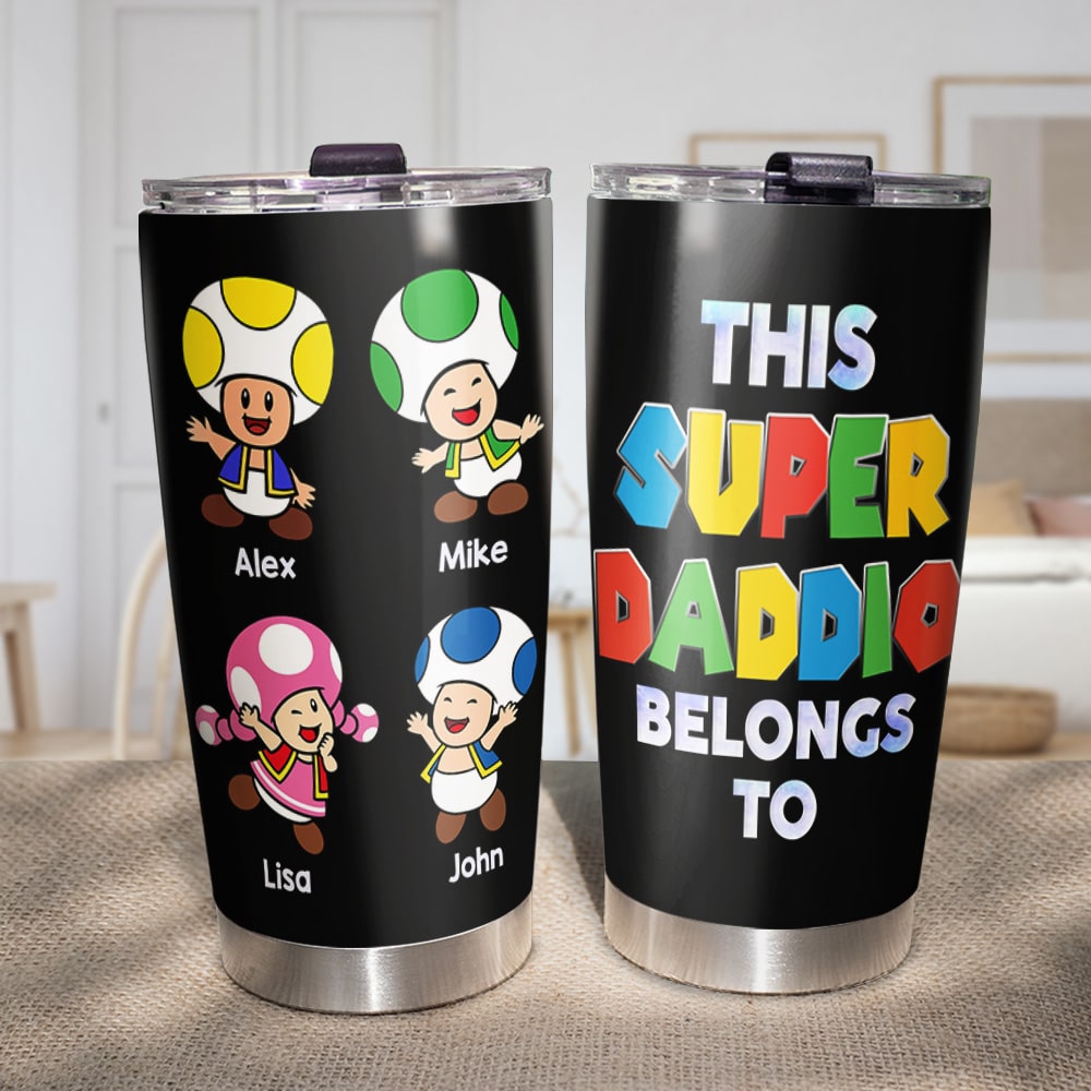 Personalized Super Dad Tumbler - Custom Gift for Dads Tumbler Cup PopCulturePrints