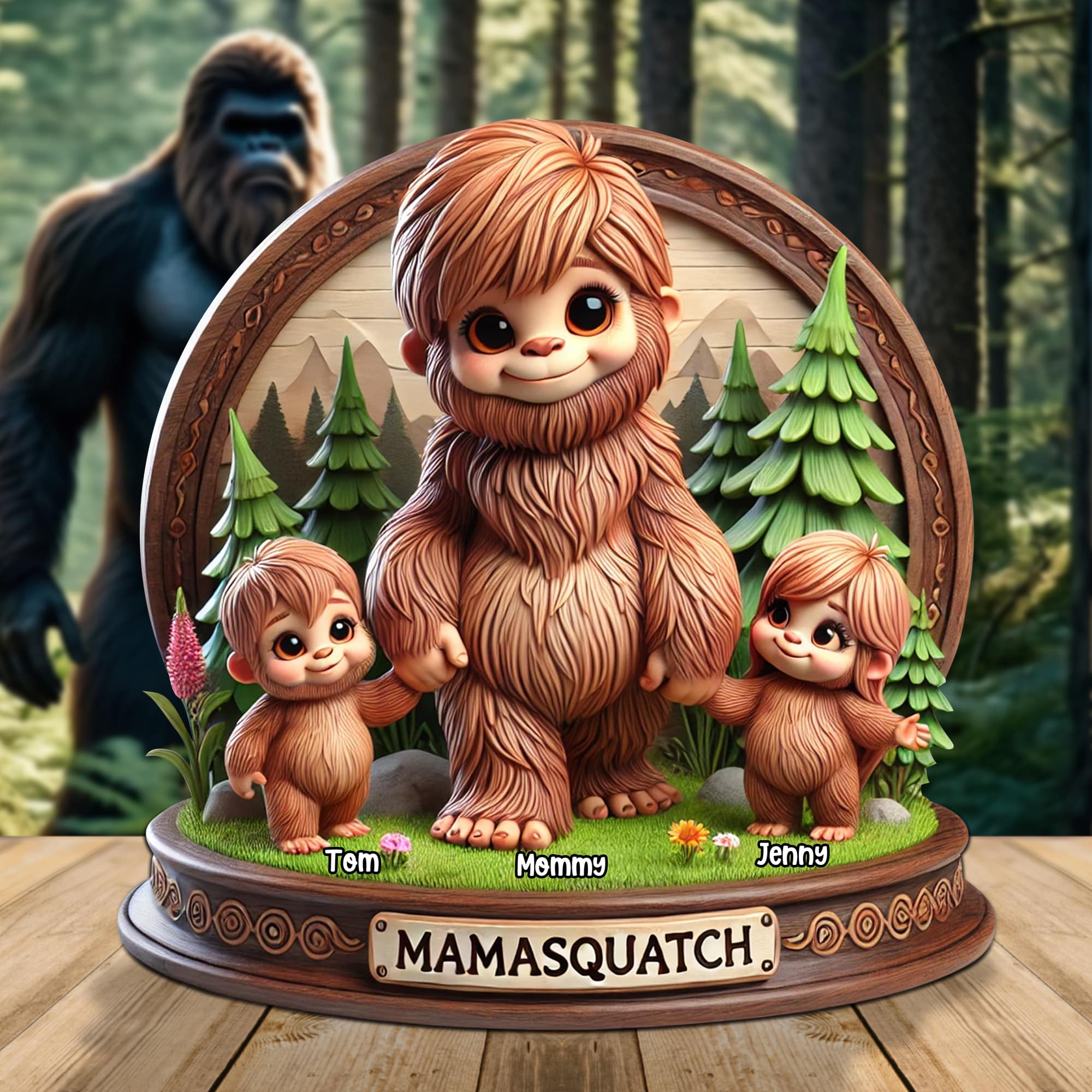 "Every Mama Needs a Mamasquatch!" - Personalized Gift for Mom - Perfect for Mother's Day, Grandma and Family Shaped Plaques PopCulturePrints
