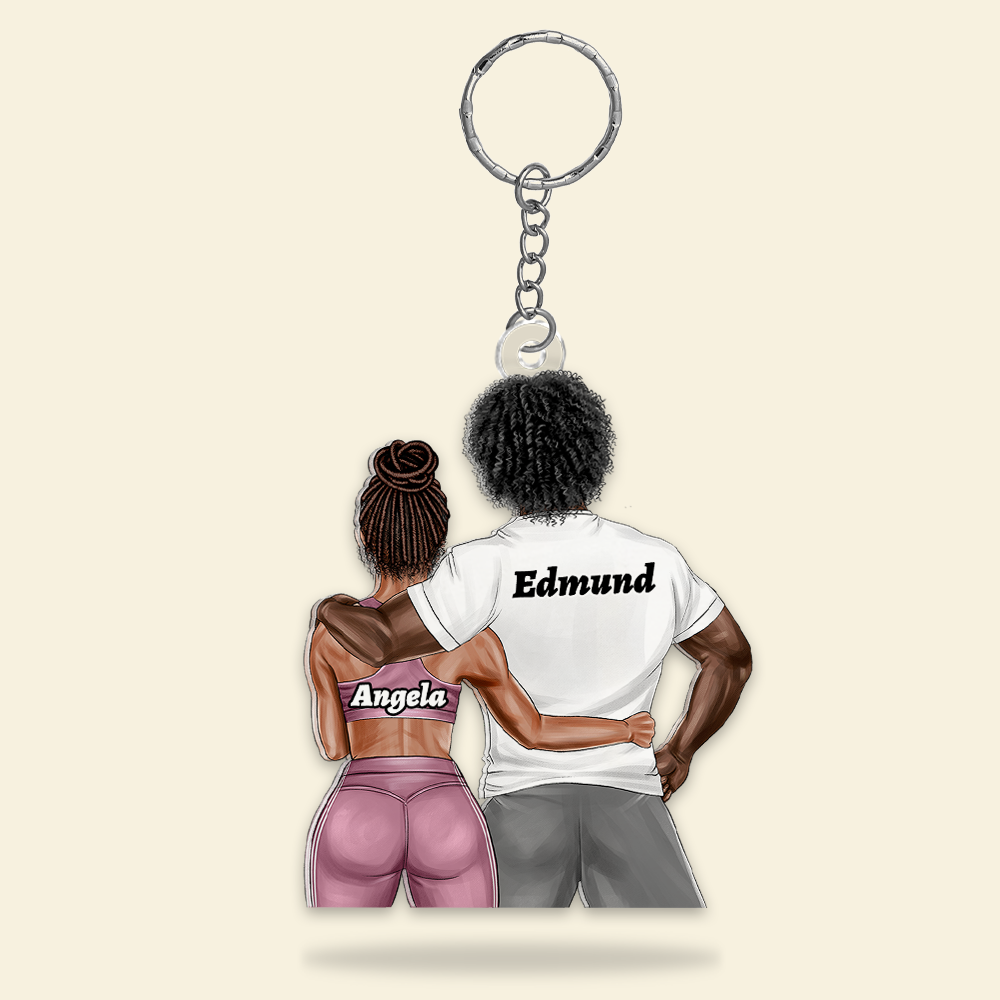 Custom Couple Gym Keychain - Personalized Fitness Gift Keychains PopCulturePrints