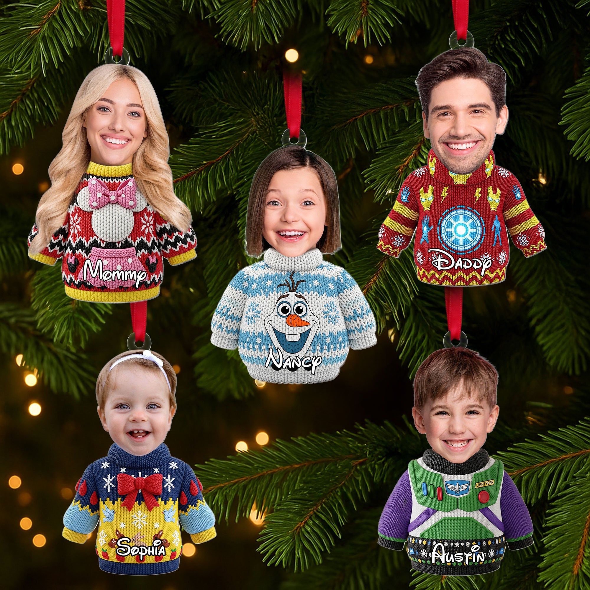 Cute Christmas Sweater Ornament - Custom Photo Gifts for Family Ornament PopCulturePrints