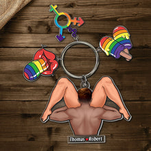 Load image into Gallery viewer, Personalized LGBT Couple Keychain - Unique Custom Gift Keychains PopCulturePrints
