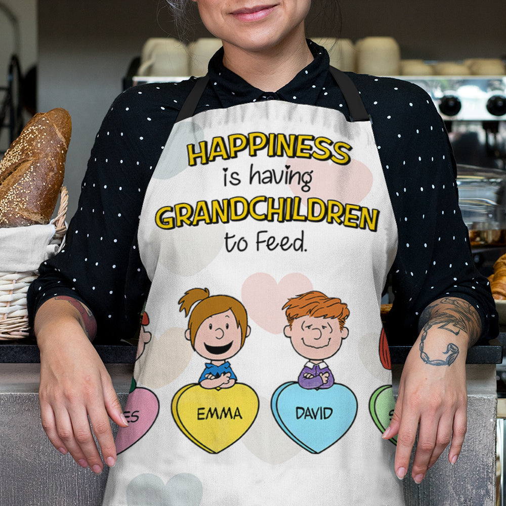 Personalized Grandma Aprons - Happiness Is Having Grandchildren To Feed