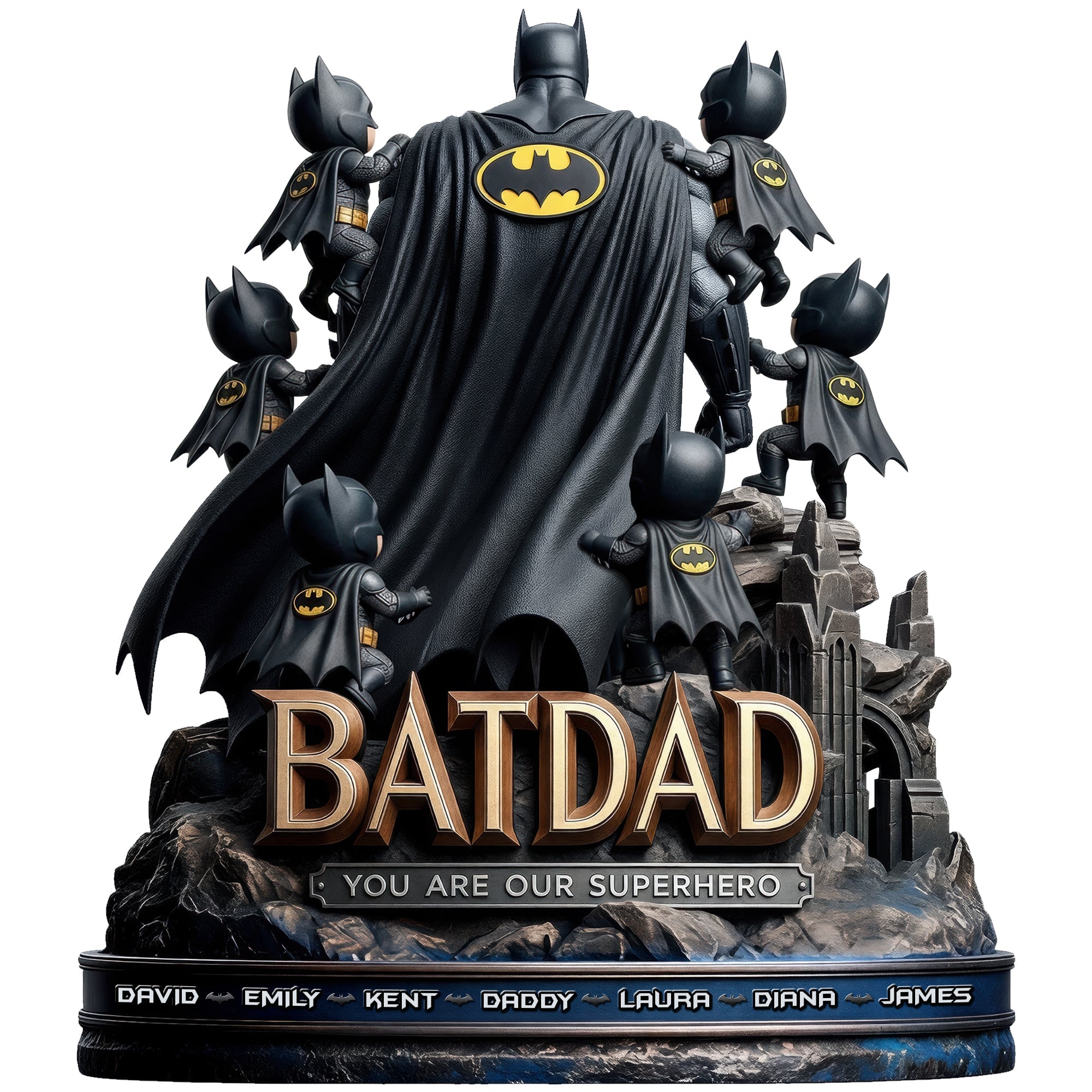 You Are Our Superhero - Personalized Shadow Dad And Kids Acrylic Plaque - Unique Gift for Dads, Grandpas, and More Shaped Plaques PopCulturePrints