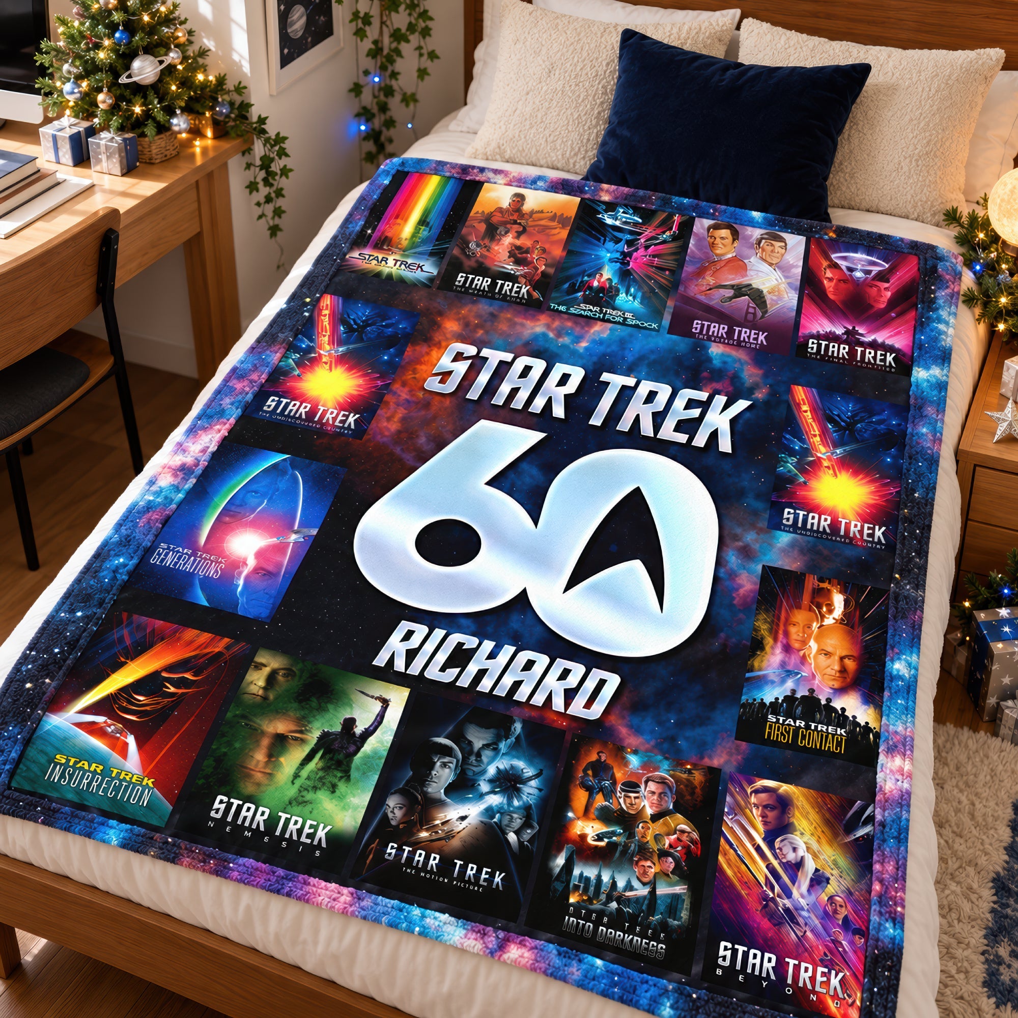 “Boldly Go Where No Gift Has Gone Before” - Personalized Star Trek Blanket - Gift for Sci-Fi Enthusiasts