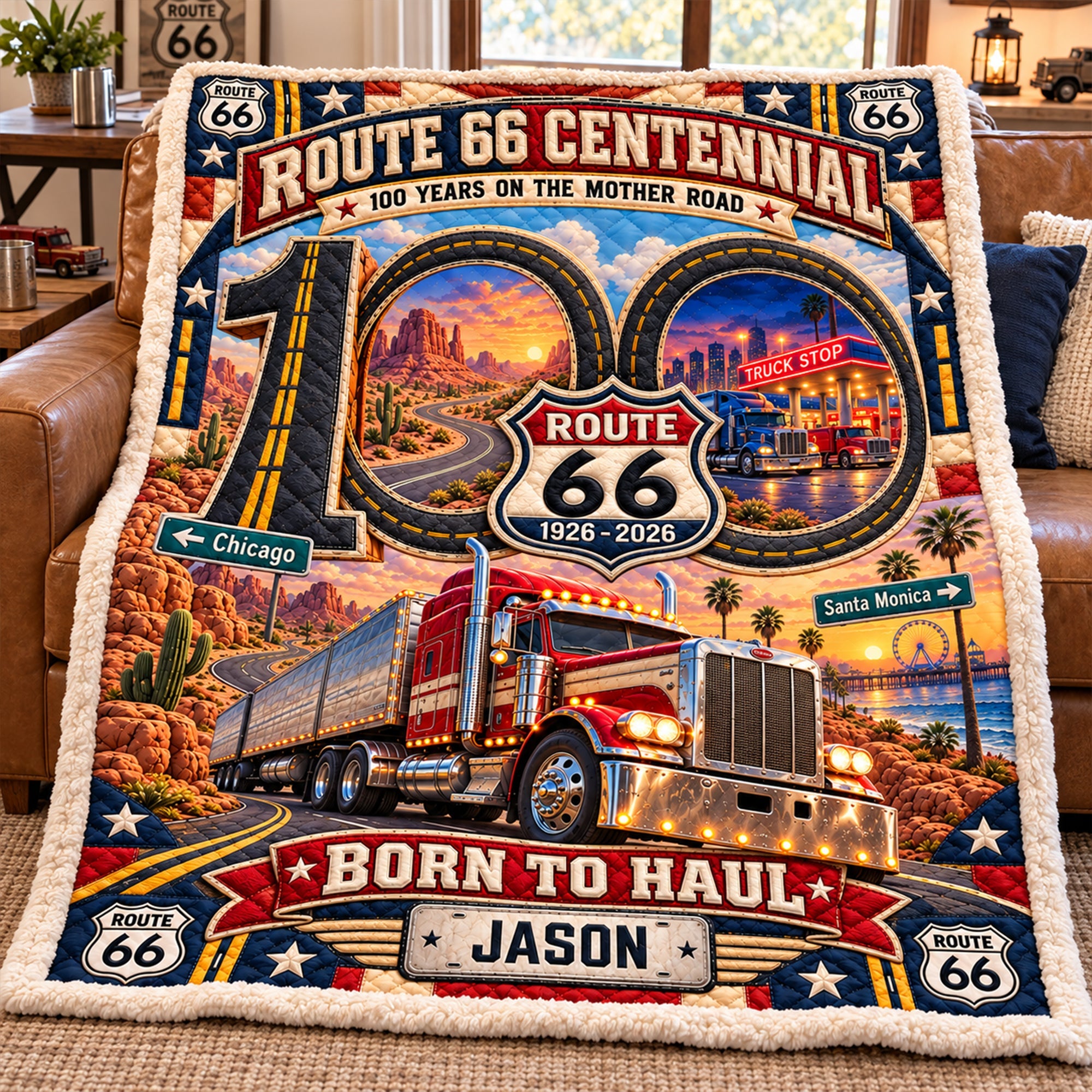 “Born to Haul” – Personalized Trucking Blanket - Perfect Gifts for Truckers & Road Adventurers Blanket PopCulturePrints