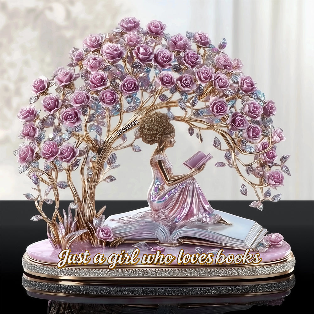 Just a Girl Who Loves Books - Personalized Acrylic Plaque for Book Lovers Shaped Plaques PopCulturePrints