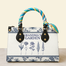 Load image into Gallery viewer, Grandma&#39;s Garden Leather Bag - A Personalized Treasure for Grandma Leather Bag PopCulturePrints

