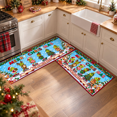 Bring Holiday Cheer with Our Furry Naughty Family Runner Rug - Personalized Christmas Gifts for Everyone! Doormat PopCulturePrints