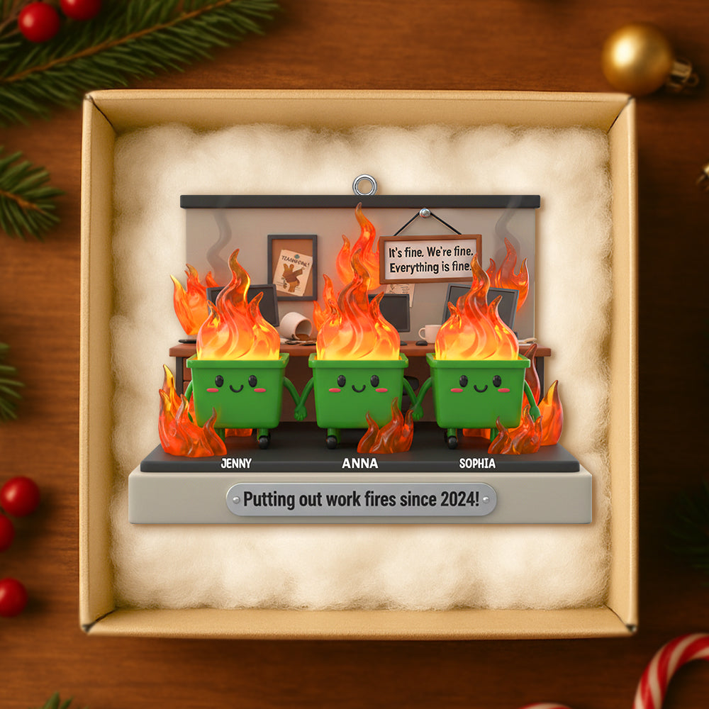 "Putting out work fires since 2024!" - Personalized Christmas Ornament for Coworkers Ornament PopCulturePrints