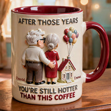 Load image into Gallery viewer, Funny Old Couple Accent Mug - You're Still Hotter Than This Coffee
